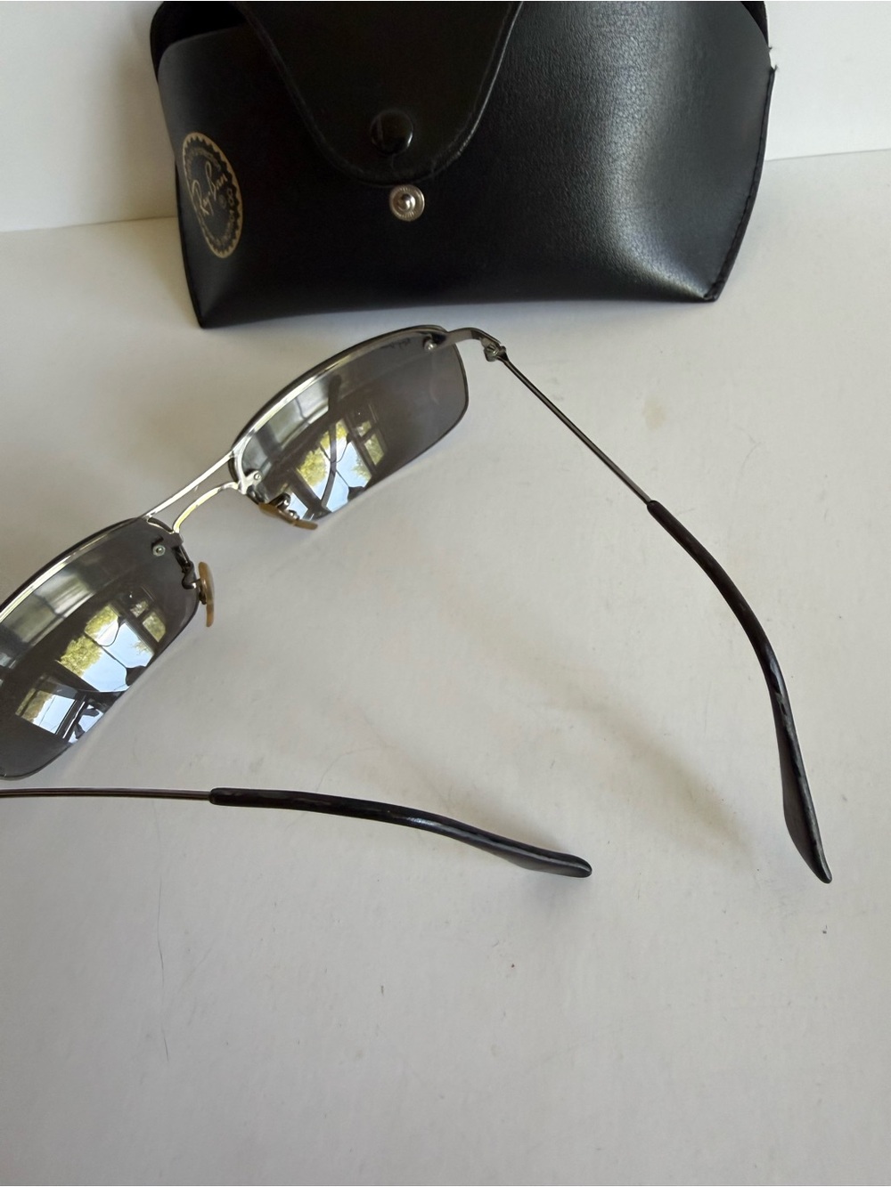 Authentic Y2K Ray-Ban Rimless Polarized Rectangular Sunglasses with Case & Cloth - Picture 10 of 15